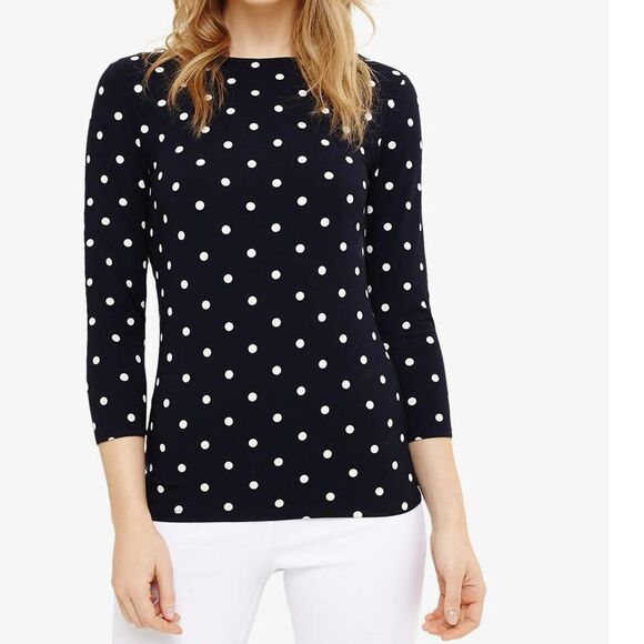 J. MCLAUGHLIN Silk Polka Dot Sweater Women’s Large Black White Knit Preppy Y2K - Picture 1 of 9